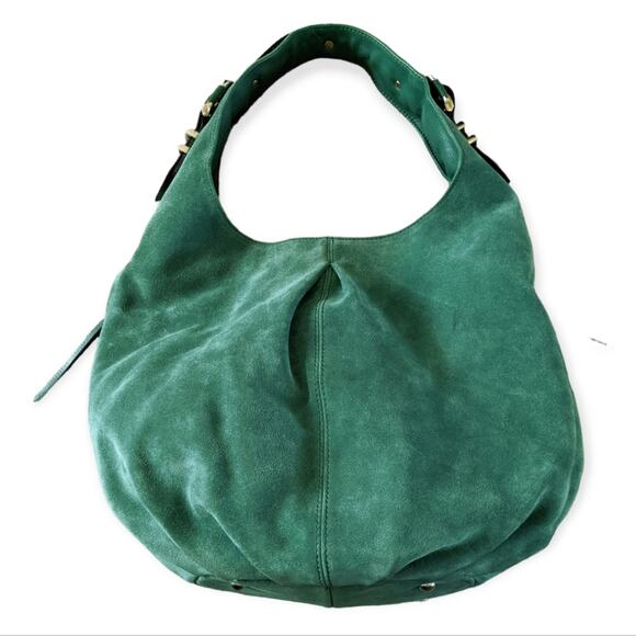B. Makowsky Green Suede Hobo Shoulder Bag - Picture 1 of 11